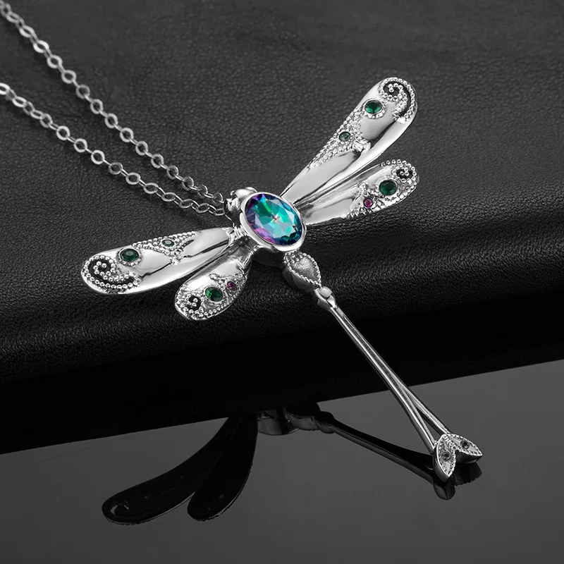 Szjinao Austrian Aquamarine Pendant Stone Fashion Real 925 Sterling-Silver-Jewelry Statement necklaces& pendants for Women