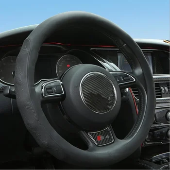 

PU leather Steering Wheel Cover Fish Scale Pattern Splice Bold Line Fits 38cm /15inch Non-slip Automobile Car Styling