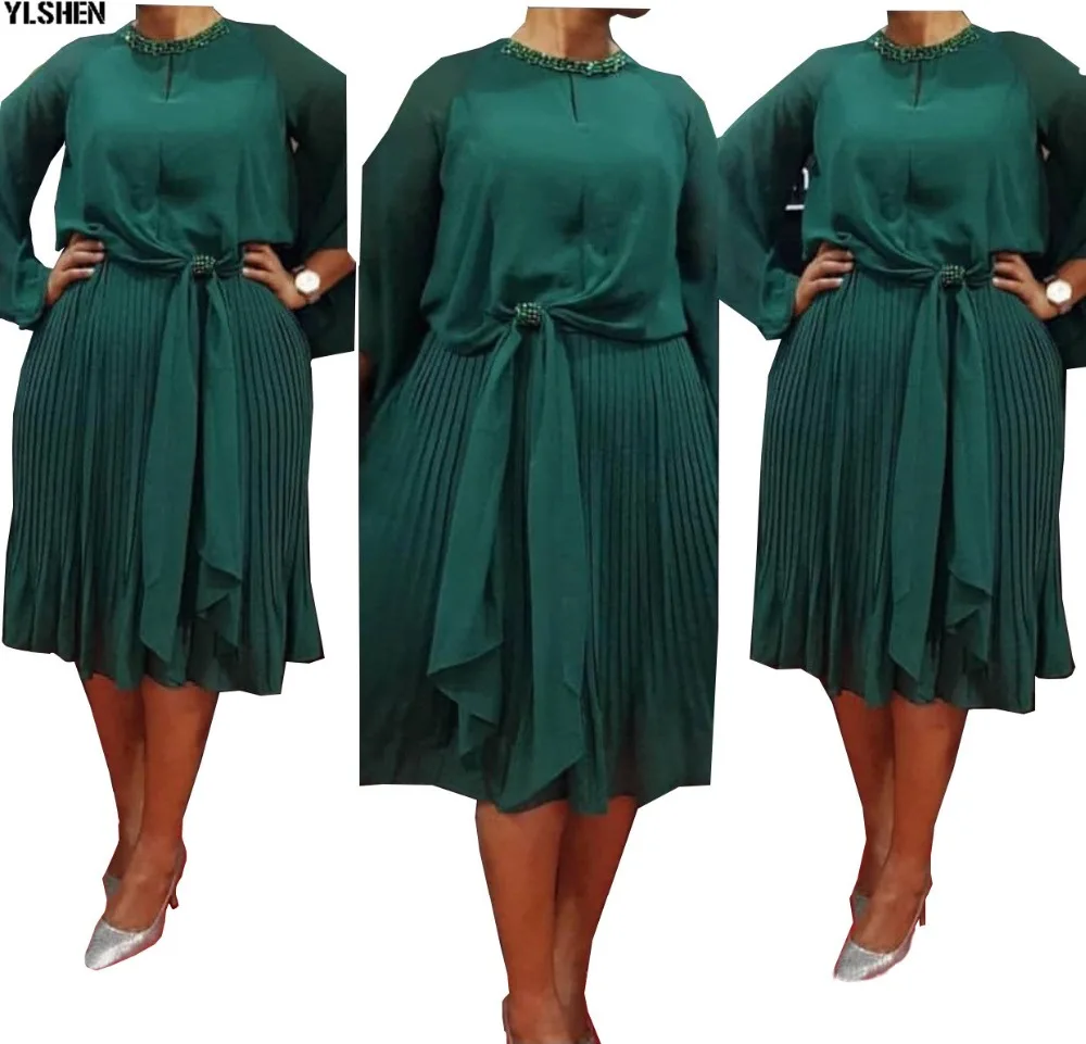 African Dresses For Women 2019 New Elegent Fashion Style African Dress Clothes Women Plus Size Knee-length Ankara Dresses L-3XL 07