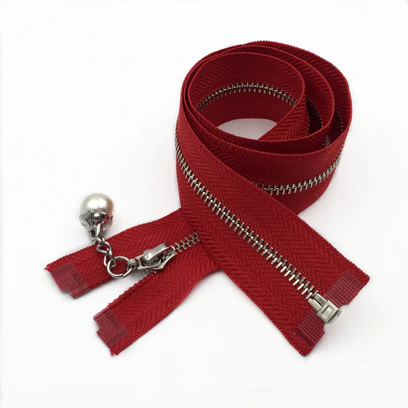 Красный 2 шт. Meetee 60 см 3# Металлические молнии открывающийся автоматический замок молния DIY сумки кошелек одежда Декор молния Швейные аксессуары - Цвет: Красный