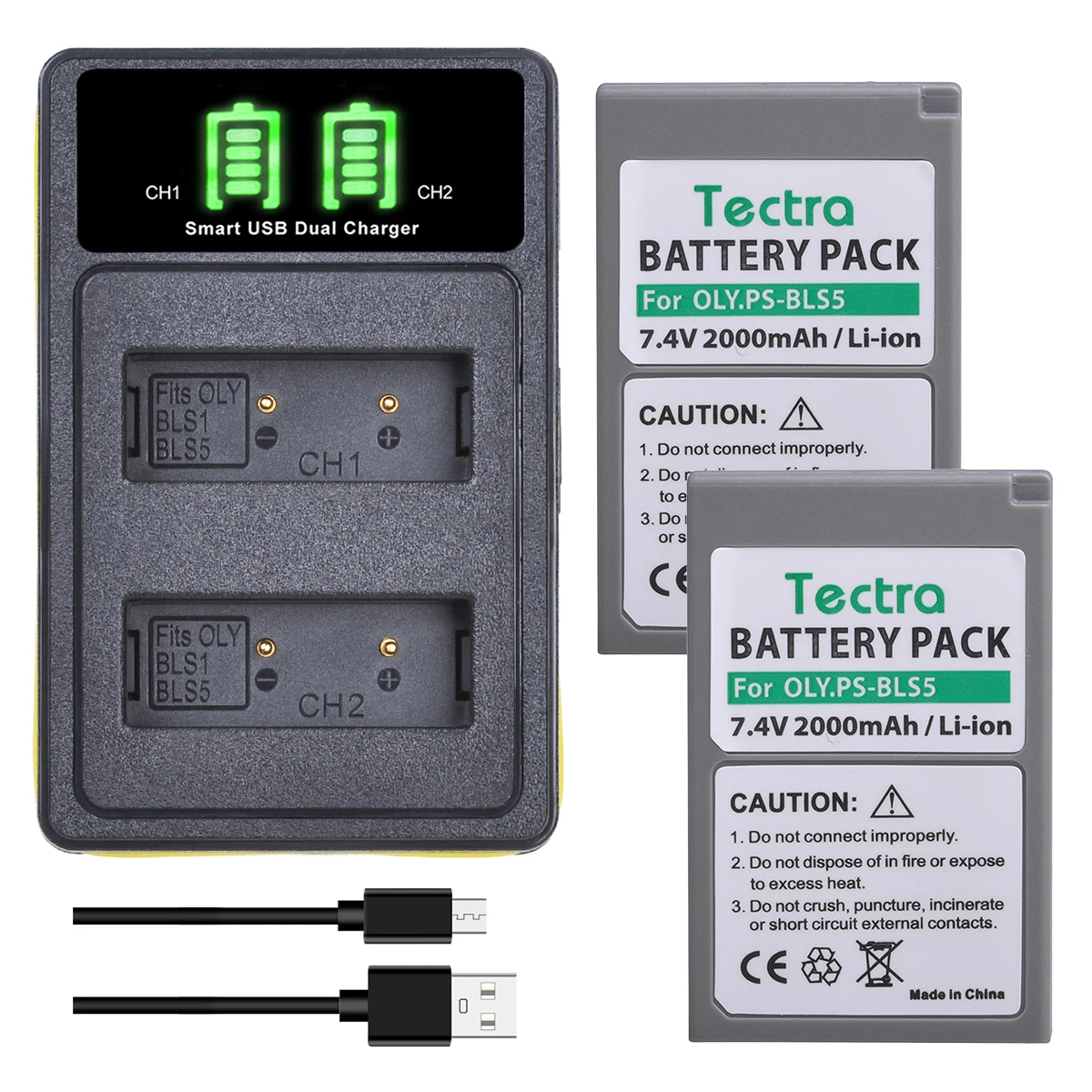 Ps-Bls5 Ps-Bls1 Batteria/Doppio Caricatore Per Olympus Bls-5,Bls-50,Bls-1,E-420,E-450,E-600,E-620, Penna E-P1,E-P2,E-P3,E-Pl1,E-Pl3,E-Pm1