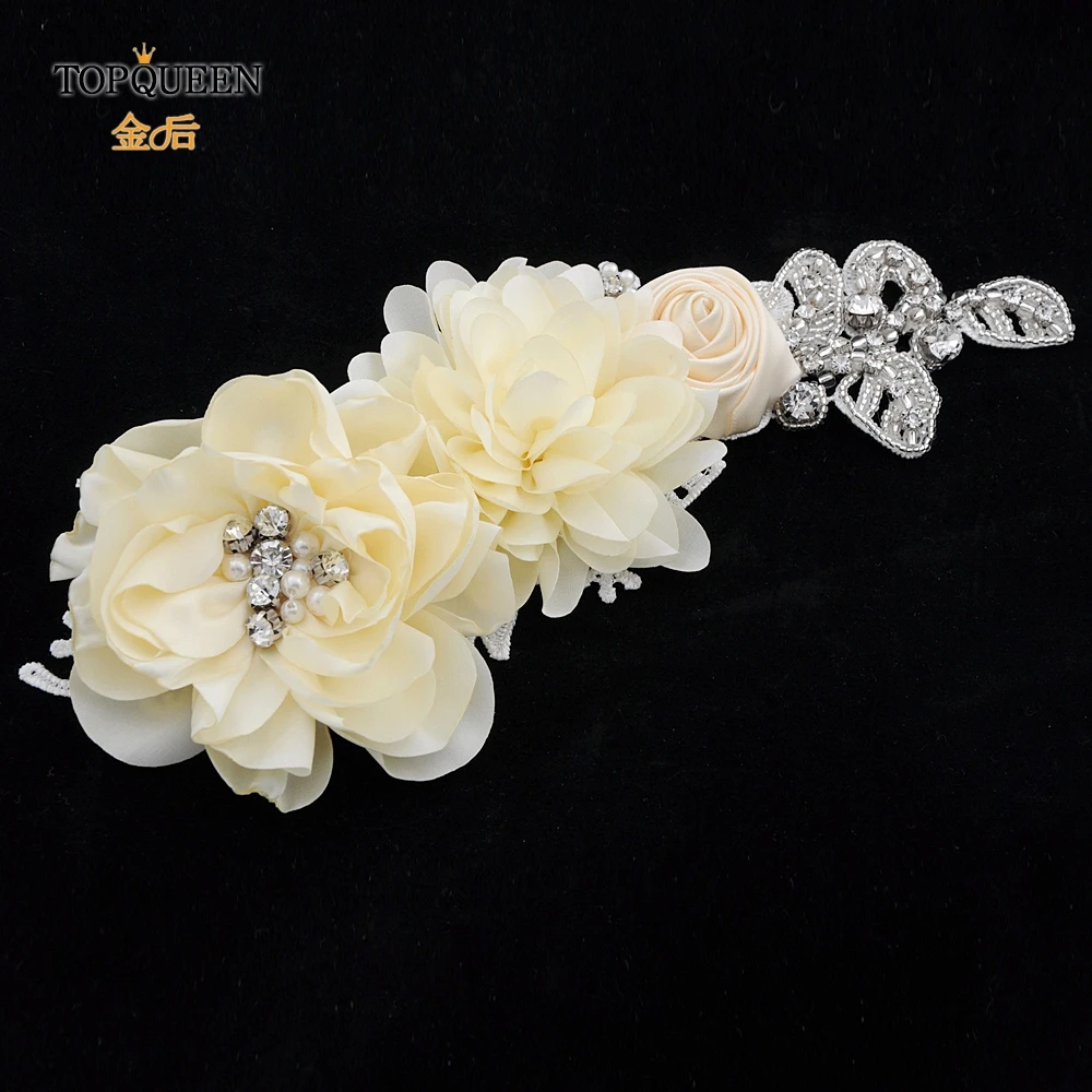TOPQUEEN SJD-S260 пояс невесты с розой цветок шампанского пояс невесты цветок свадебные ленты цвета слоновой кости свадебный пояс с цветочным узором пояс