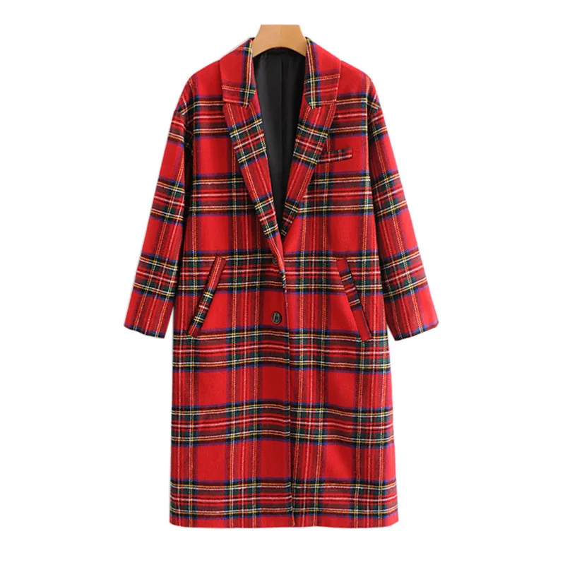 

WOMEN'S Dress Casual Coat Autumn 2018 Pattern Straight-Cut Fold-down Collar Pocket-Accent One-Button Long Sleeve Coat