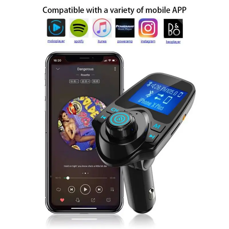 Автомобильный комплект Bluetooth fm-передатчик Hands Free беспроводной U диск MP3 двойной USB lcd AUX
