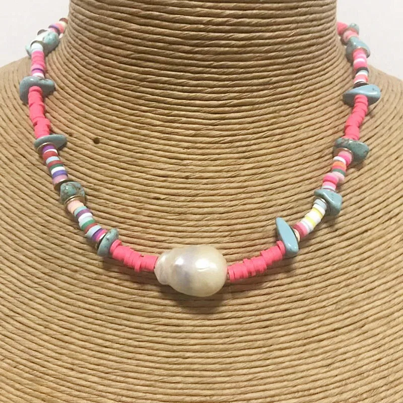 Богемное ожерелье с жемчужной подвеской, колье, acero inoxible joyeria mujer bizuteria moda mujer pokemon, женские аксессуары