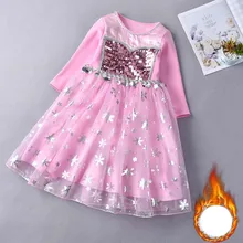 Платье принцессы Эльзы для девочек; костюм Анны для костюмированной вечеринки; платье на Хэллоуин; осеннее платье с длинными рукавами; зимнее бархатное платье; От 4 до 11 лет