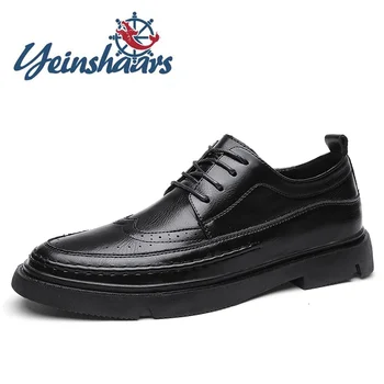 

2020 Mens Shoes Casual Luxury Leather Shoes Men Genuine Leather Formal Shoes Evening Dresses Evening British Style Brogue Shoes