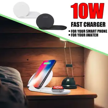

2 In 1 10W Wireless Charger Wireless Qi Fast Charger Phone Charging Pad for iPhone for Samsung For Apple Watch Series Devices