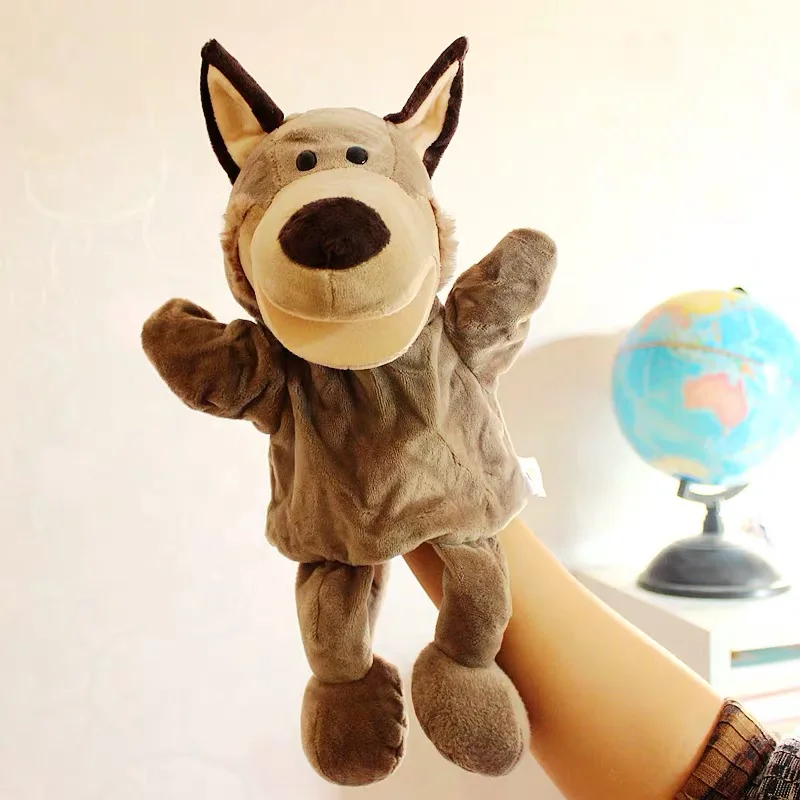 30cm Wild Aniamls Wolf Plush Hand Puppet, Baby Kids Plush Develop Toy Doll Gift Free Shipping