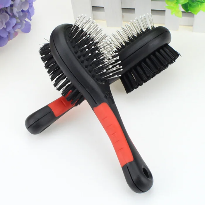 Double Sided Dog Pin Bristle Brush Pet Shedding Dirt Hair Remover Grooming Comb for Cats Dogs SLC88