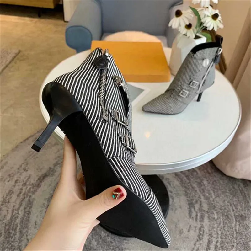 Scarpe donna/ботильоны; женская обувь на низком каблуке; chaussures femme; женские ботинки с пряжкой и острым носком на молнии; Botas; тонкий каблук