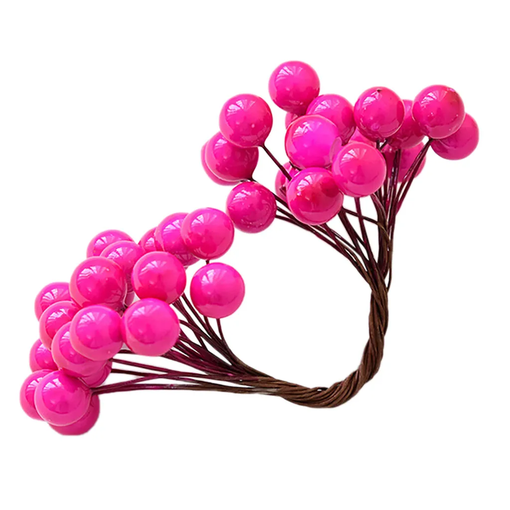 hot pink Моделирование Рождественская деревенская ягода вставки DIY аксессуары рождественская подвеска с героем аниме искусственные фрукты украшение для дома# p8 - Цвет: hot pink