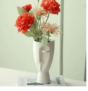 

ABSTRACT ART HEAD PORTRAIT VASES CERAMIC VASE HUMAN HEAD SCULPTURE PORCELAIN BUST FIGURINES VASE STATUE MODERN HOME DECORATION
