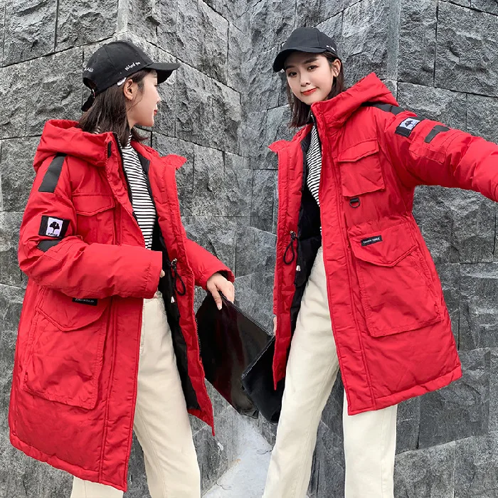 

2019 New Style Autumn & Winter Down Jacket Women's Mid-length Loose-Fit BF down Coat Army Workwear Cotton Overcoat Online Celebr