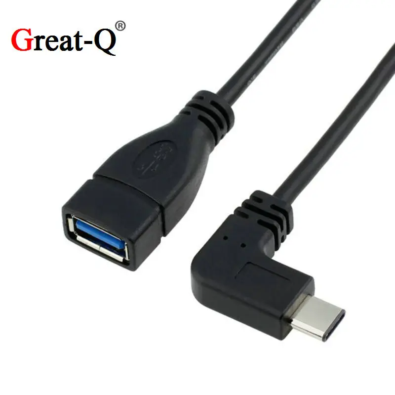 Адаптер Great-Q Type-C OTG-USB мама USB3.0 90 градусов прямоугольный изгиб локтя короткий 20 см |