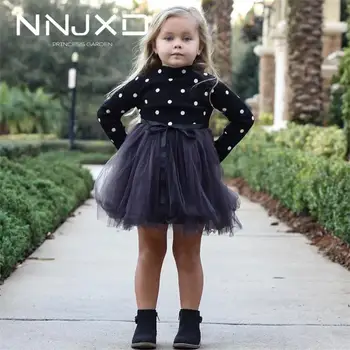 

Baby Girl Kids Dresses For Girls Long Sleeve Polka Dot Children Autumn Winter Clothing Costume Casual Kids School Clothes