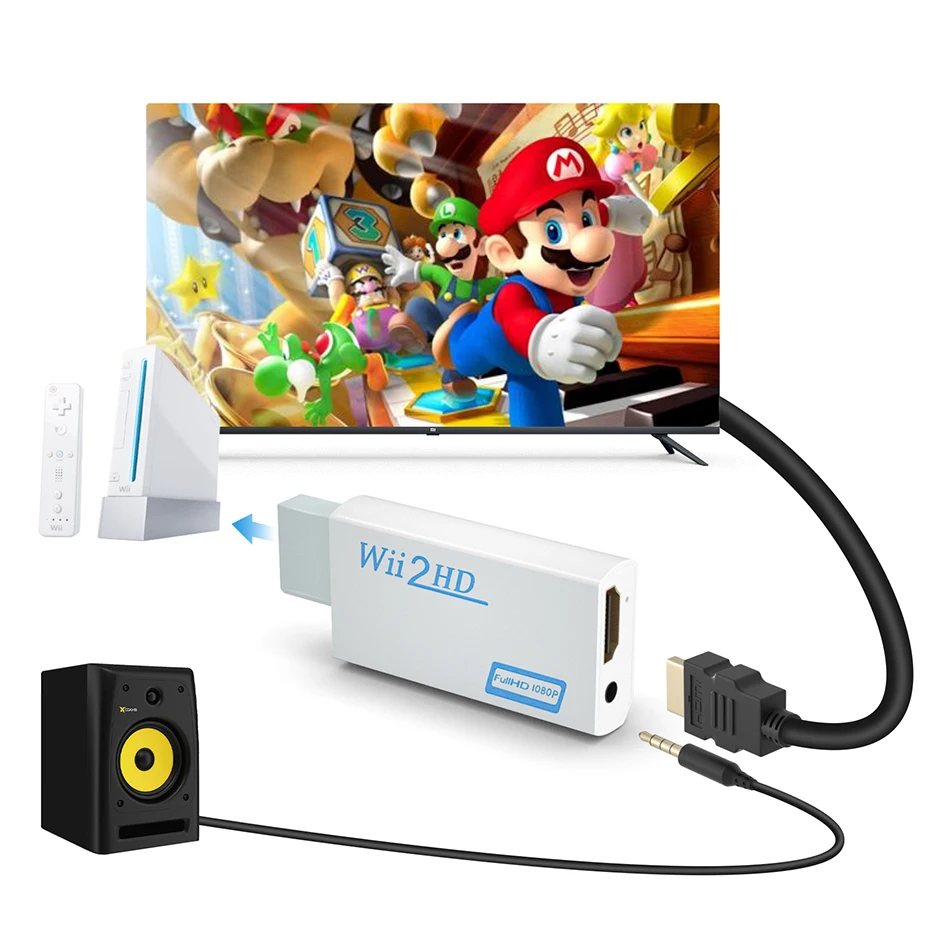 Adaptador convertidor de Wii a HDMI, cable de audio Wii2hdmi de 3,5mm para  Monitor de wii a HDTV - AliExpress