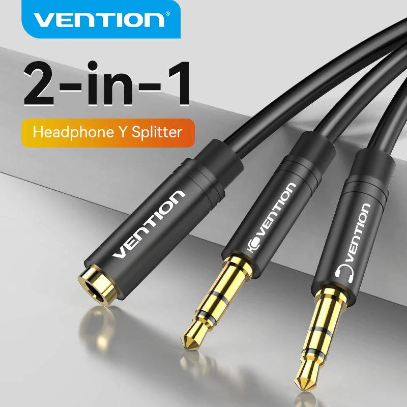 Vention Headphone Splitter Cable For Computer 3 5mm Female To 2 Male 3 5 Jack Mic Audio Y Splitter Microphone Adapter Aux Cable Aliexpress