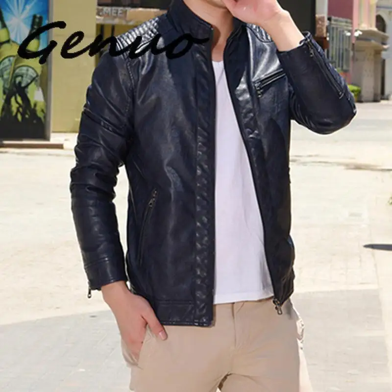 

2019 Fashion Pu Leather Jacket Men Autumn Spring Mens Leather Jackets Coats Washed Leather Jacket Casual Coat Jaqueta De Couro