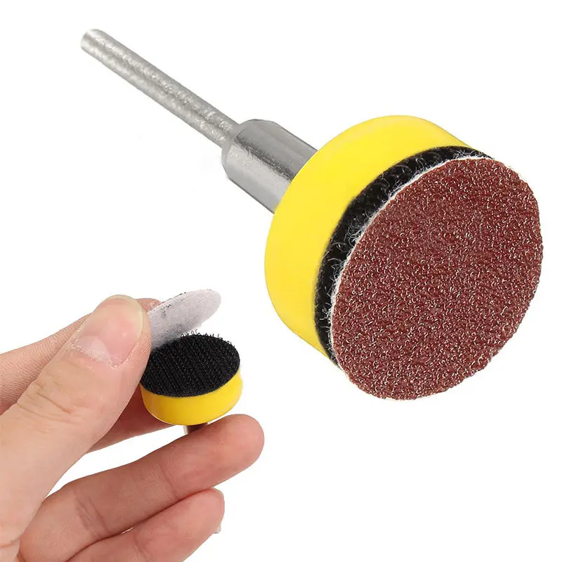 100Pcs 2.5cm Abrasives Hook Loop Backer 1/8inch Shank Set SandPaper Mixed For Polishing Tools Abrasive Tools