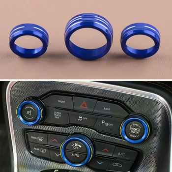 

Aluminum Alloy Switch knob cover AC Radio Trim Blue For Dodge Challenger