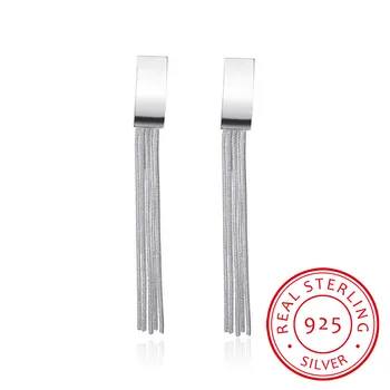 

Fashion Pure 925 Silver Drop Earrings Long Tassel Sterling Silver Earrings For Women Jewelry Pendientes Brincos Drop Shipping