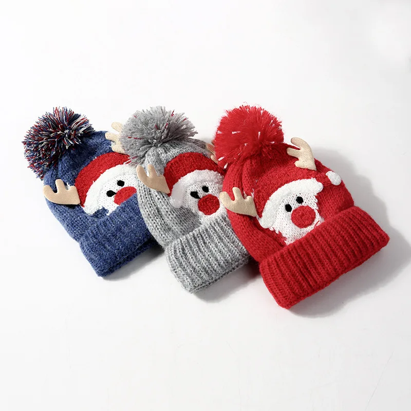 Children's Christmas hat fluffy warm thick 2-5 years old elk horn hat 5 colors can choose 2020 New Year Christmas gift