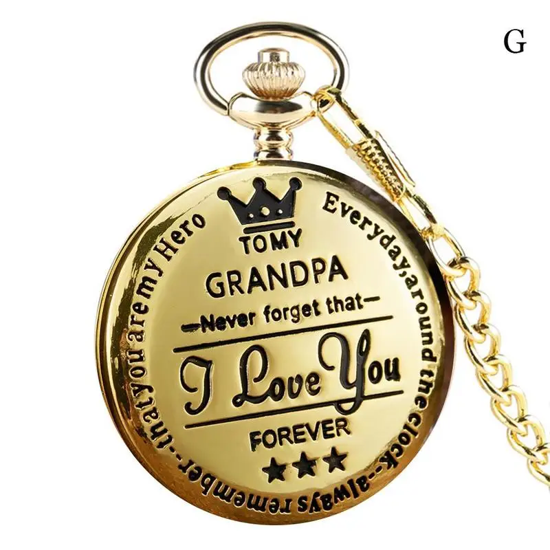 as the picture Дедушка I love you индивидуальные кварцевые карманные часы винтажные римские цифры дисплей кулон часы подарок на день рождения для мужчины дропшиппинг - Цвет: as the picture