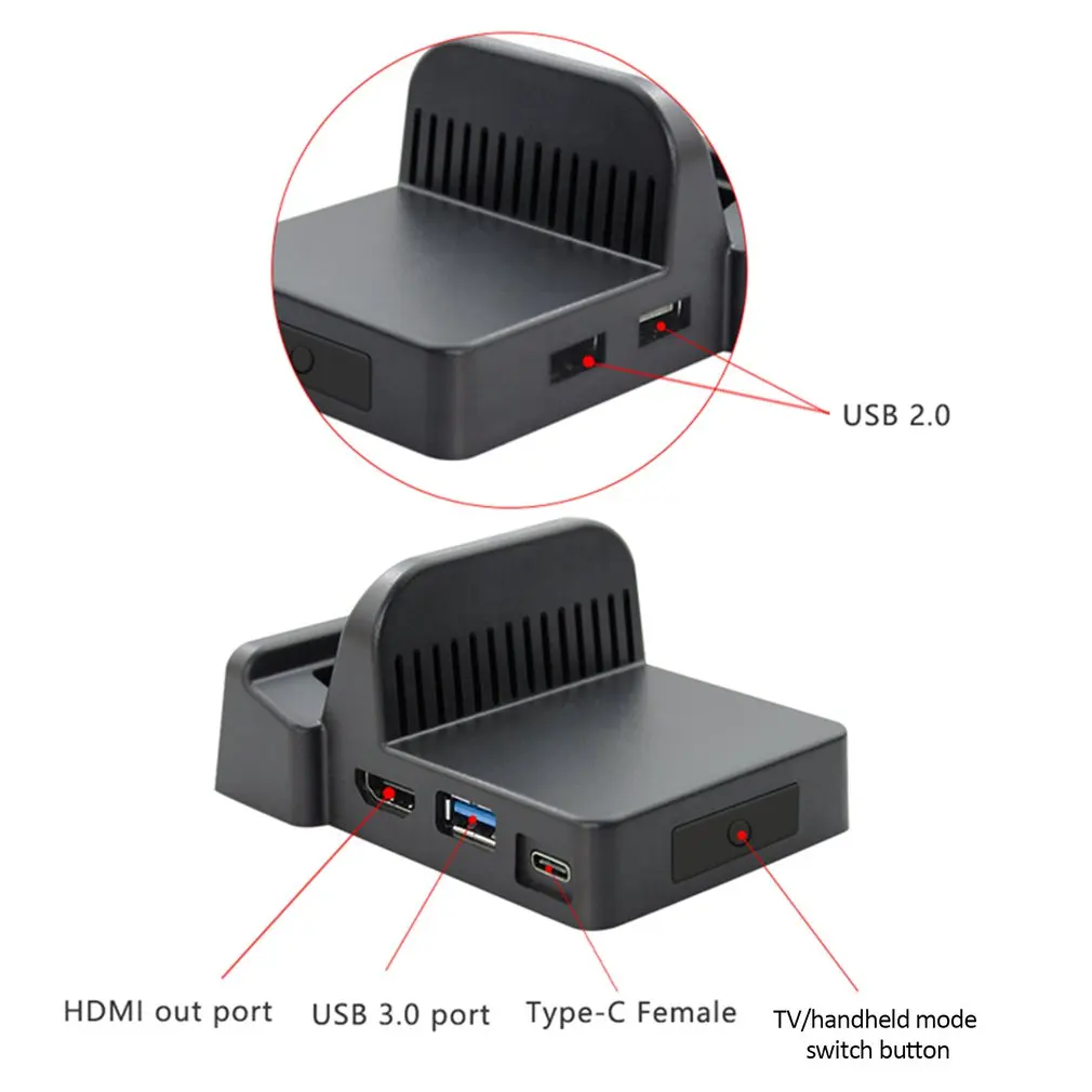 Hdmi-зарядная док-станция с кронштейном HDMI для преобразования видео Зарядная база зарядного устройства для хоста переключателя