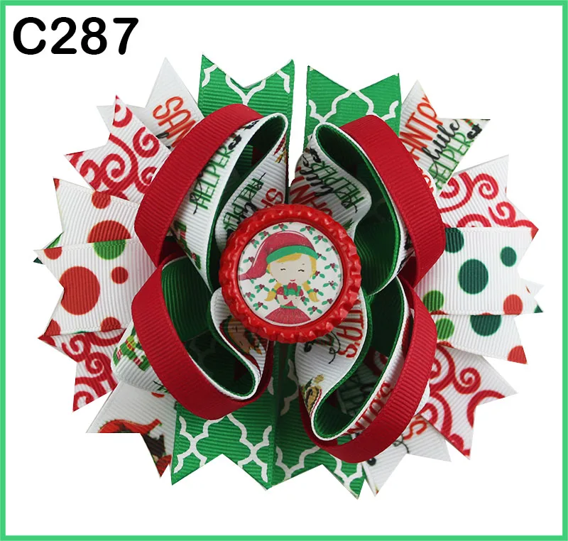 E 15 шт. рождественские банты для волос карамельный тростник бант Санта заколка для волос олень праздник веселая Рождественская бабочка - Цвет: 20181024287