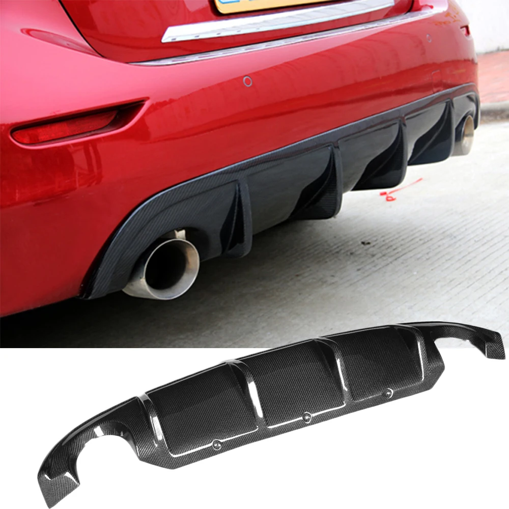 Carbon Fiber Car Rear Bumper Diffuser Lip Spoiler For Infiniti Q50 Q50S Sedan 4 Door Standard Sport 2013-Rear Diffuser