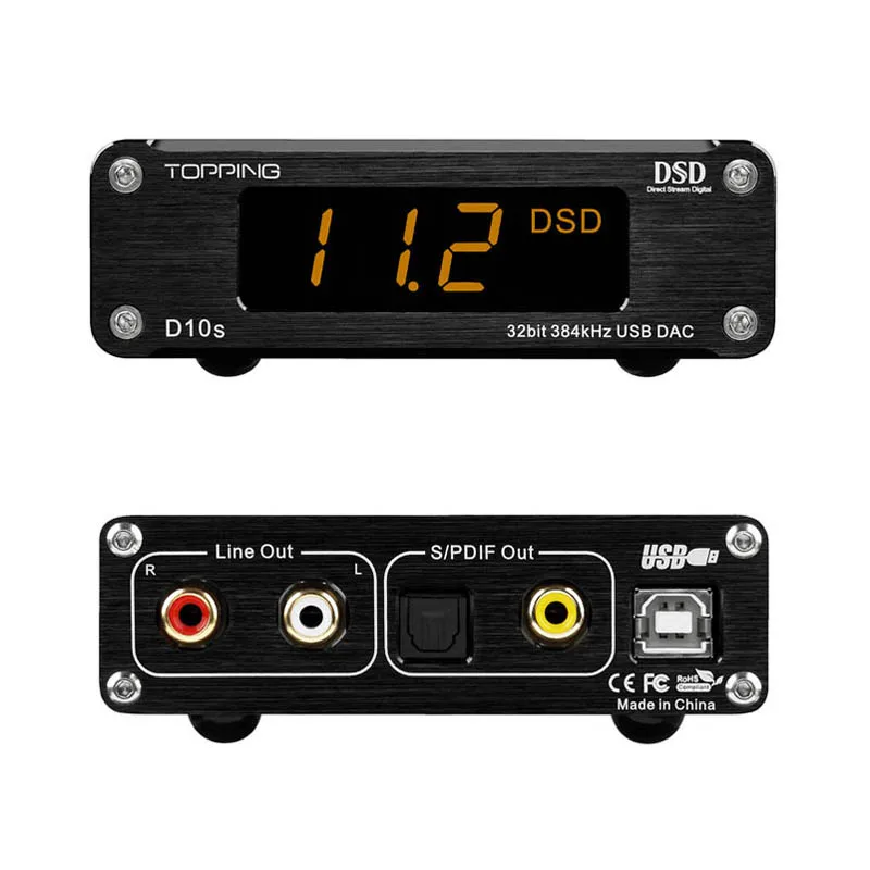 TOPPING D10s Hi-Res Digital MINI USB DAC XMOS XU208 ES9038Q2M PCM384KHz DSD256 HIFI Audio Decoder