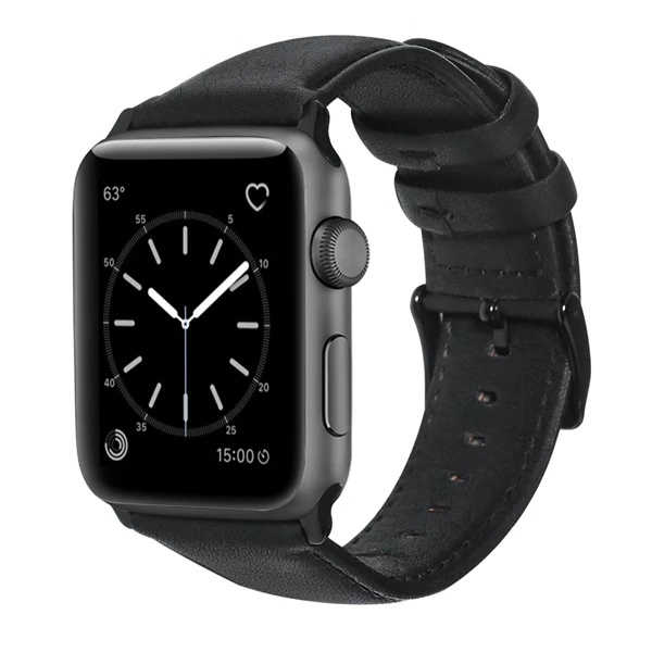 Сменный ремешок из натуральной кожи для iwatch 38 мм 42 мм Пряжка для Apple Watch ремешок 40 мм 44 мм Серия 1 2 3 4 5 - Цвет ремешка: black