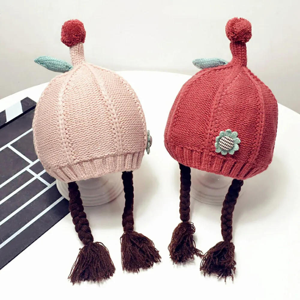 Детская зимняя Лыжная шапочка шапка бини шапка-собачка כknit Knit вязаная шапка аппликация наушники Толстая теплая шапка Милая оплетка Baotou шляпа# H