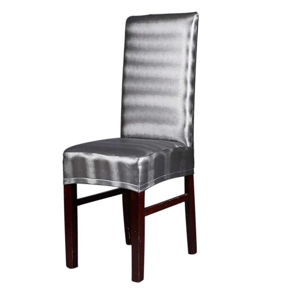 Свадебные защитные однотонные сиденья из искусственной кожи для ресторана, столовой, водонепроницаемые, маслостойкие, растягивающиеся, для украшения дома, чехлы на стулья - Цвет: Silver