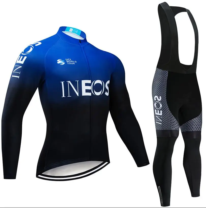 Белая команда INEOS велосипедная майка 20D велосипедные штаны Ropa Ciclismo мужские зимние термо флис pro трикотаж для велосипедистов одежда - Цвет: Синий