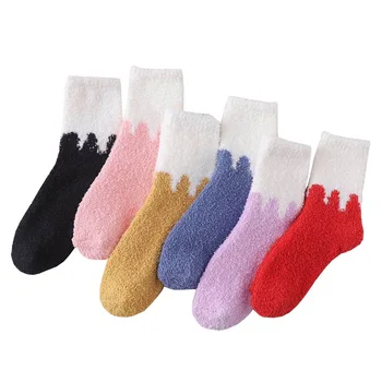 

Cotton short Waves socks Women Thicken Warm Fluffy Casual Fashion ladies Black sock funny girl harajuku Female socken kawaii sox