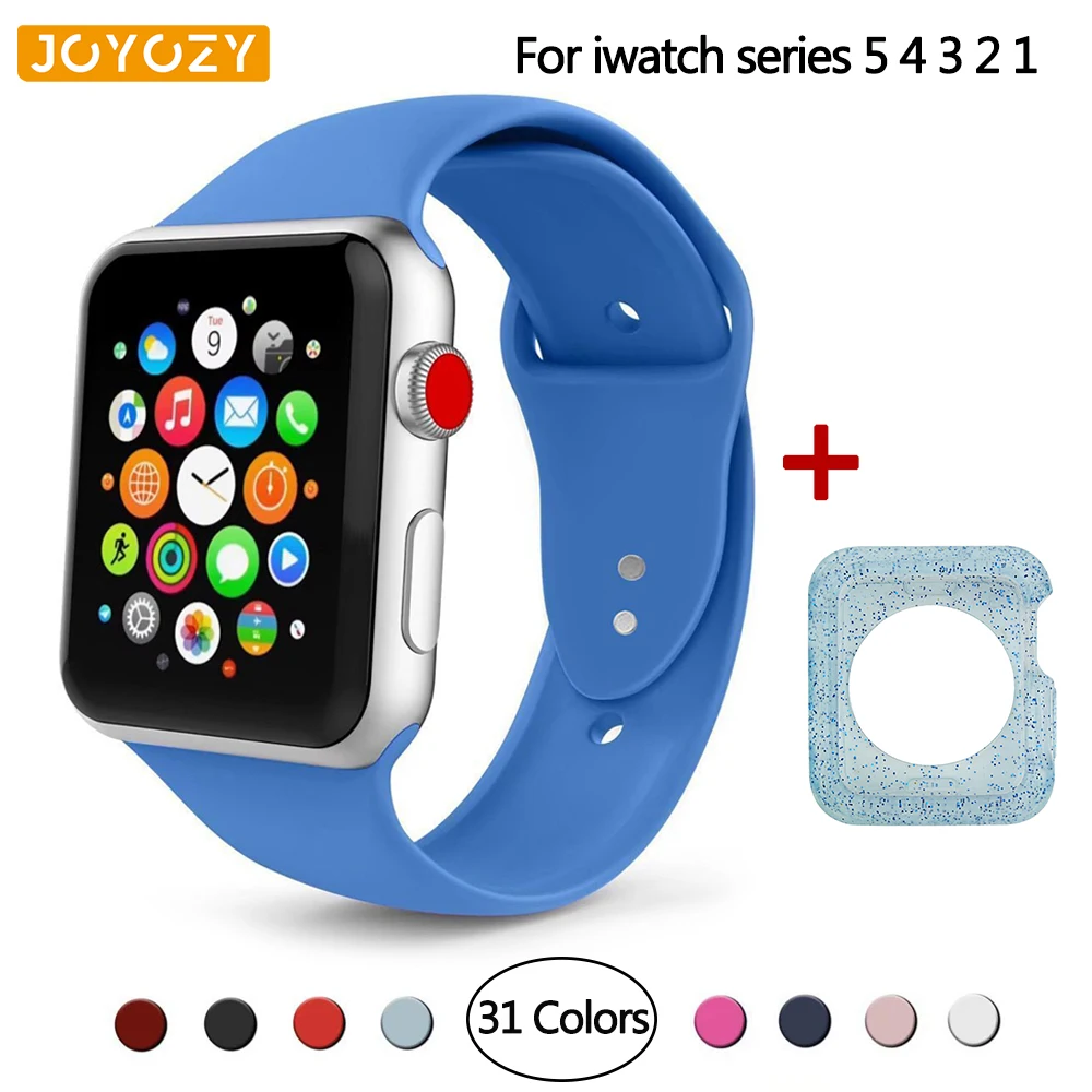 Joyozy спортивный силиконовый ремешок для Apple Watch 38 мм 42 40 44 мягкий браслет резиновый
