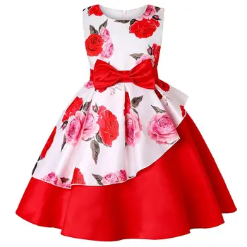 

Baby Girls Dress Sleeveless Printing Elegent Princess Dress Kids Dresses For Girls Birthday Party Evening Gown Children Clothing