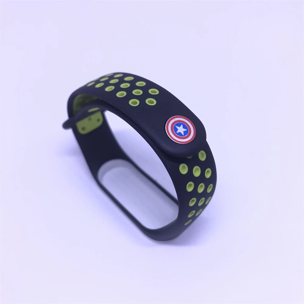 For Xiaomi Mi Band 4 Strap The Avengers Wristband For Mi Band 3 Bracelet For Xiaomi Band 4 Nfc Replacement Strap For Mi Band 4 3 - Цвет: Black green B