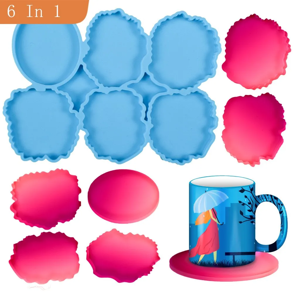 

DIY Bracket Cup Pad Silicone Mold Irregular Oval Coaster Coffee Mat Table Tray Decoration Cup Pad Molds For Epoxy Resin Making