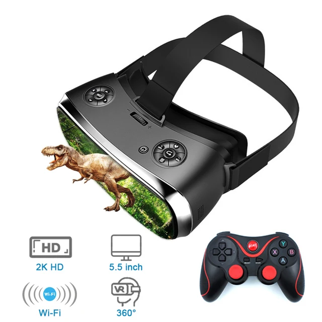 VR-máquina integrada 2K, HD, WIFI, gafas inteligentes 3D, 3G, 16G, todo en uno, gafas VR en realidad Virtual, caja de casco de VR inmersiva 1
