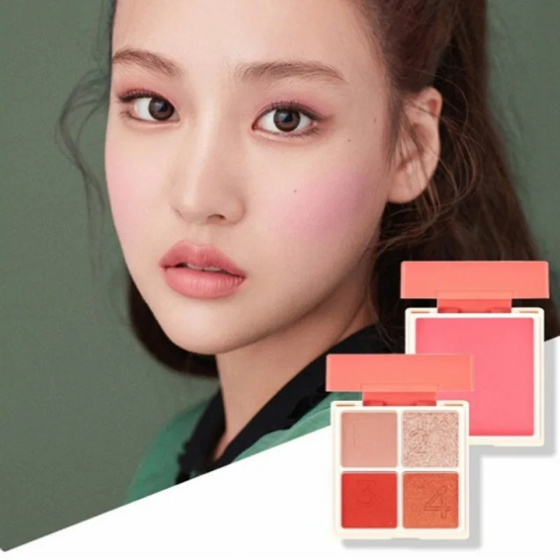 Hot 4-Color Eyeshadow Palette & Cheek Blusher Makeup Set Eye Face Pigments New Popular Form N | Красота и здоровье