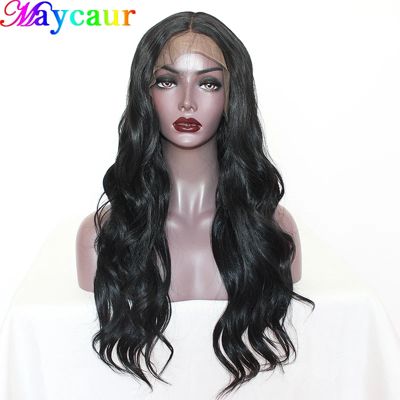 

Maycaur Long Wave Black/Blonde Lace Front Wig Heat Resistant Synthetic Fiber Hair Wigs Natural Hairstyle For Black Women