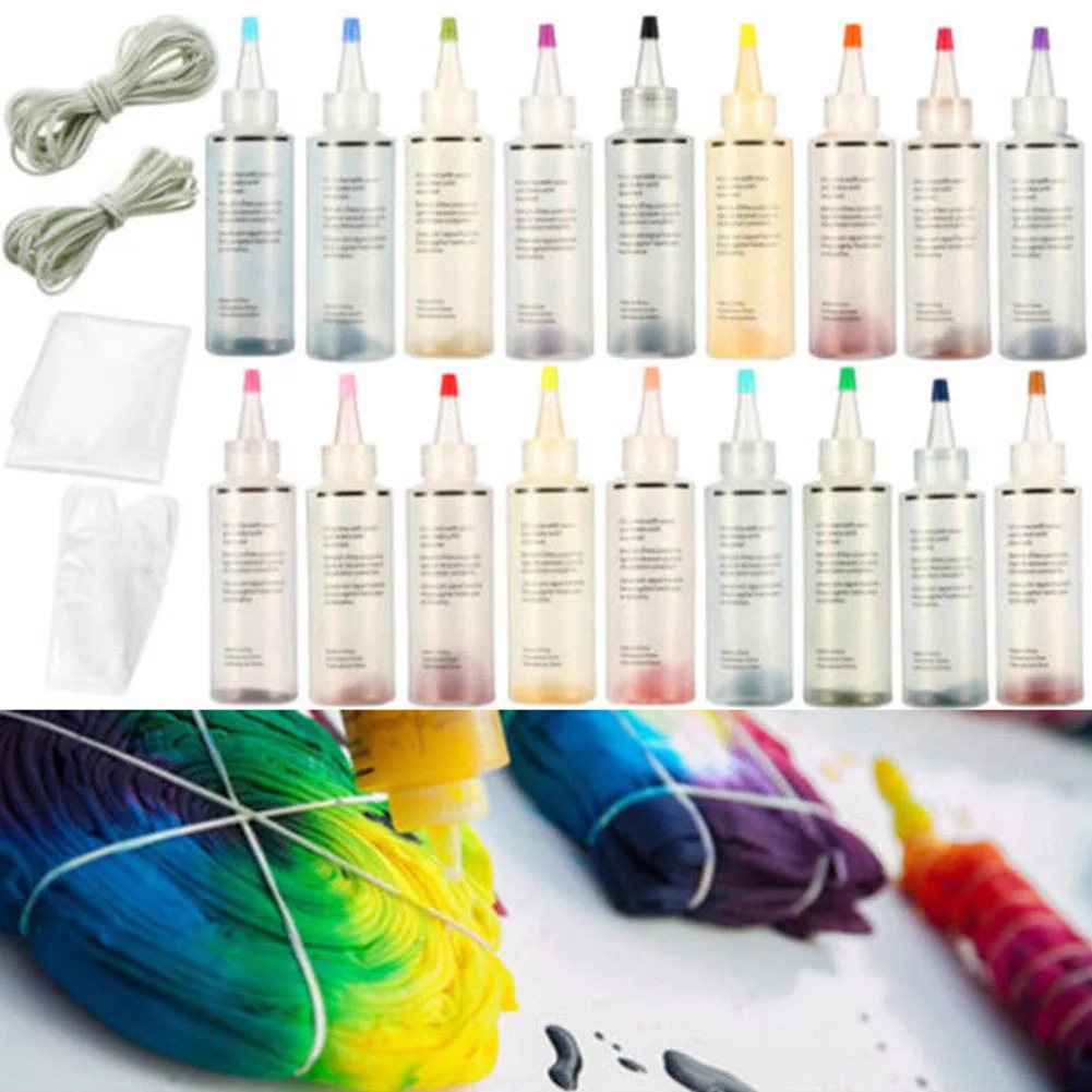 

Tie Dye Kit Fabric Colorful Craft Making Art Permanent Paint With Gloves Textile Non Toxic Decorating Party Supplies One Step
