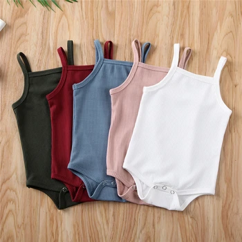 

0-18Months Newborn Baby Girl Summer Solid Romper Sling Bodysuit Jumpsuit Sleevelss Outfit Clothes