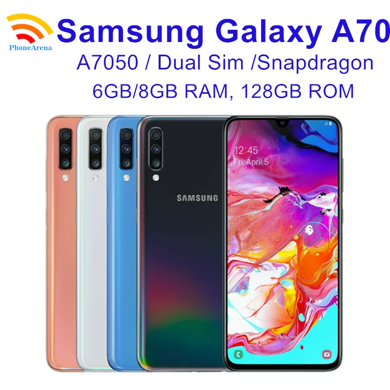 Разблокированный Samsung Galaxy A70 A7050 телефон с двумя Sim-картами 6 ГБ/8 ГБ ОЗУ 128 Гб ПЗУ