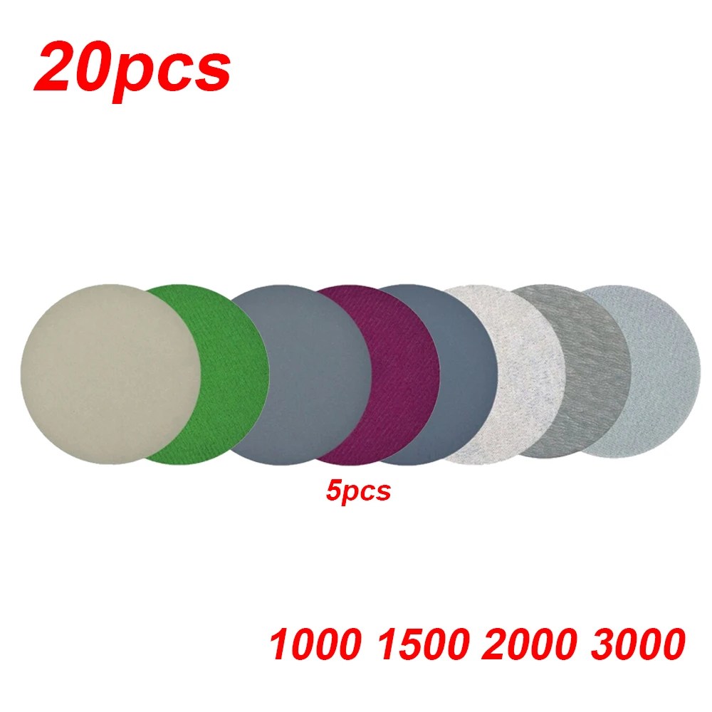 20pcs 996A6inch Round 150mm Flocked Backing Sandpaper 1000/1500/2000/3000# for metal woodworking polishing and sanding
