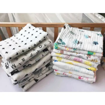 

2pcs Cotton Baby Swaddles For Newborn Baby Blankets Black & White Gauze Bath Towel