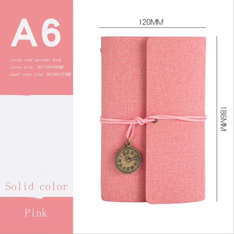 Pink B A6 в стиле ретро с отрывным листом, креативный ручной книга, портативный кожаный блокнот для лица, маленький ноутбук - Цвет: Pink B